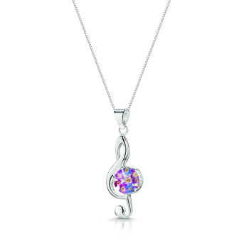 Sterling Silver Treble Clef Pendant With Real Flowers Four Flower Options, 2 of 11