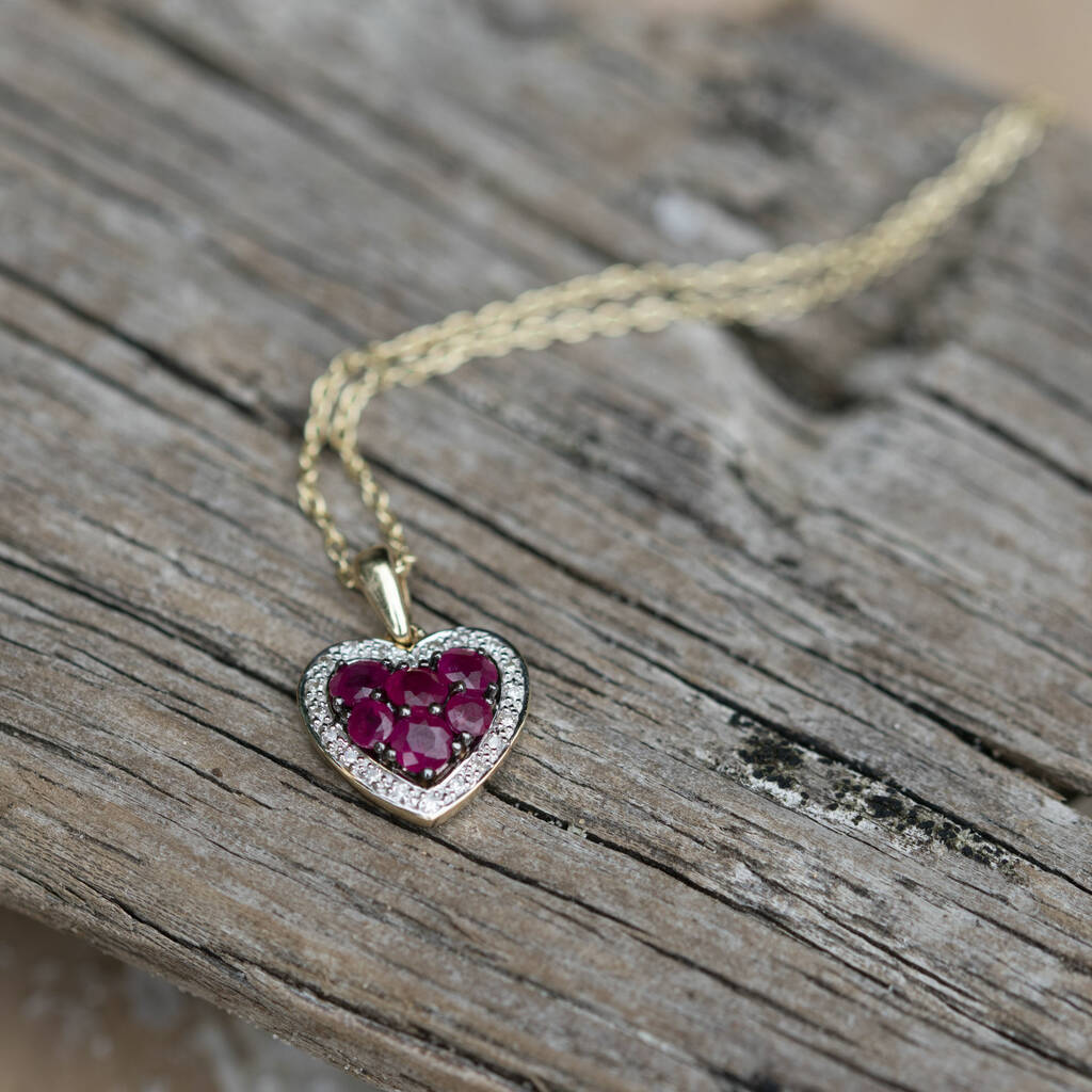 Ruby And Diamond 9ct Gold Heart Pendant Necklace* By Oh So Cherished ...
