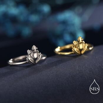 Sterling Silver Tiny Frog Ring, 5 of 12
