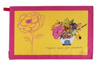 'Flowers Raise Your Vibration' Tea Towel, 7 of 7