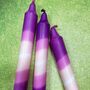 'Parma Violets' Dip Dye Dinner Candle Trio, thumbnail 2 of 3