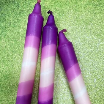 'Parma Violets' Dip Dye Dinner Candle Trio, 2 of 3