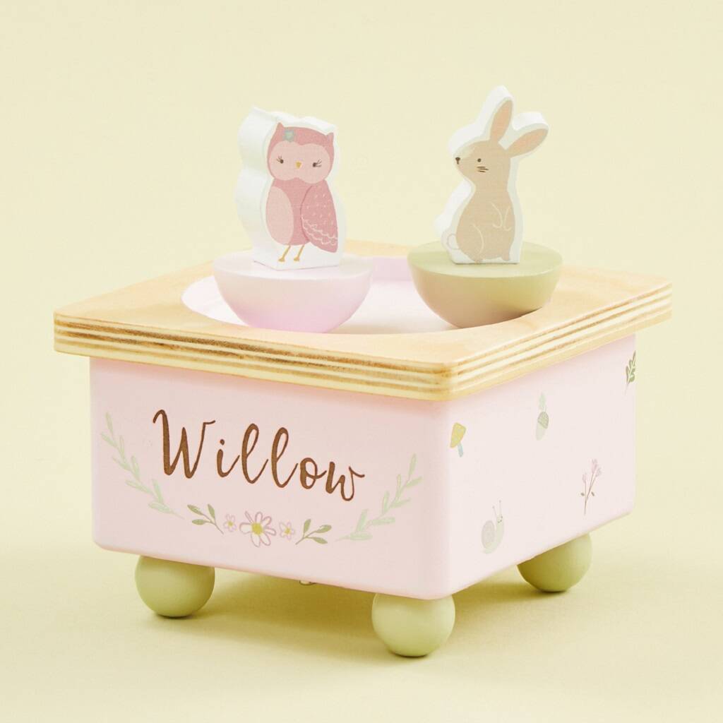 Personalised Wooden Woodland Animals Music Box 3y+, 1 of 4