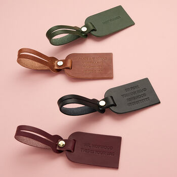 Personalised Leather Luggage Tag With Debossed Text, 2 of 5