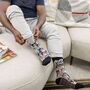 Cat Dad Combed Cotton Novelty Socks In Grey/Black, thumbnail 1 of 5