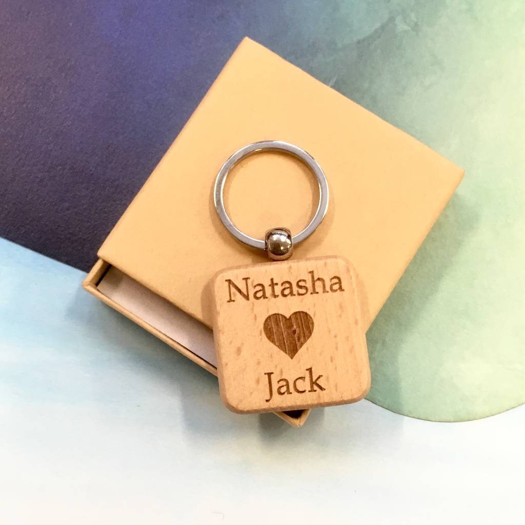 Personalised Wooden Love Heart Mini Keyring By BEEcycle
