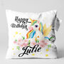 Personalised Magical Unicorn Name Cushion, Birthday Gift For Girls, thumbnail 1 of 6