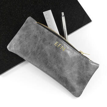 Monogrammed Luxury Leather Pencil Case, 2 of 12