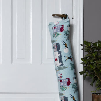 Luxury Christmas Velvet Draught Excluder Snowy Day, 2 of 3