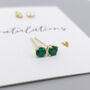 Mini 9ct Yellow Gold Emerald Stud Earrings, thumbnail 6 of 7