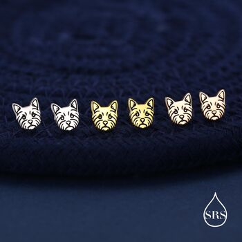 Sterling Silver Yorkshire Terrier Stud Earrings, 3 of 12