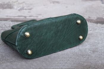 Handmade Green Leather Handbag For Women Personalised, 8 of 12