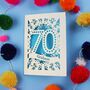 Personalised 70th Birthday Card Papercut Spotty Design, thumbnail 6 of 9