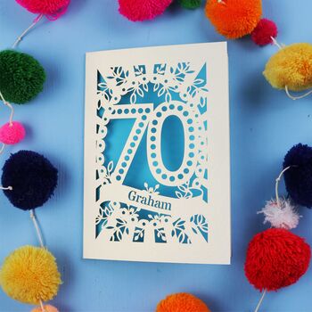 Personalised 70th Birthday Card Papercut Spotty Design, 6 of 9