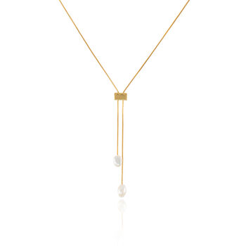 Adjustable Pearl Lariat In 14k Gold Vermeil Plated, 2 of 12