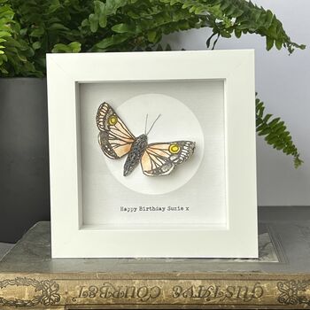 Personalised Hand Drawn Moth Artwork With Book Pages And Moon, 5 of 7