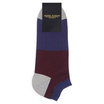 Oxford Stripe Navy And Orange Men's Trainer Socks Bundle, 4 of 7