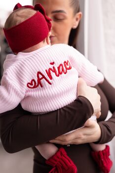 Valentines Heart Embroidered Personalised Romper, 2 of 11