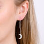 Half Moon Threader Sterling Silver Long Earrings, thumbnail 1 of 3