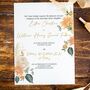 Peach Dahlias And Pampas Grass Wedding Invitations, thumbnail 1 of 2