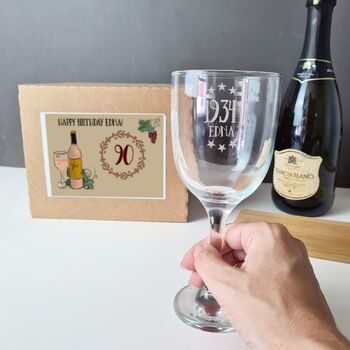 Personalised 90th Birthday Engraved Wine Glass Gift, 4 of 8