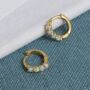 18 K Gold Plated Opal Huggie Hoop Earrings, thumbnail 4 of 10