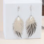 Lightweight Feather Drop Earrings With Alien Pearl, thumbnail 4 of 7