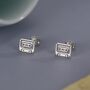 Sterling Silver Retro Music Cassette Tape Stud Earrings, thumbnail 1 of 12
