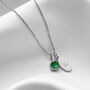 Personalised Emerald Birthstone 55th Wedding Anniversary Necklace In Silver, thumbnail 1 of 8