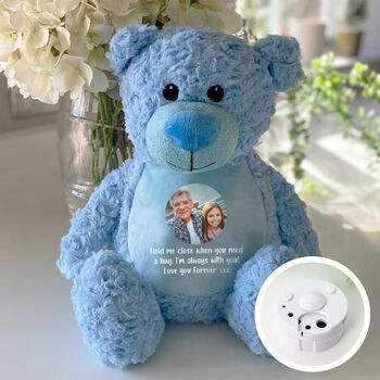 Personalised Photo Record A Voice Keepsake Memory Teddy Bear Blue, 4 of 7