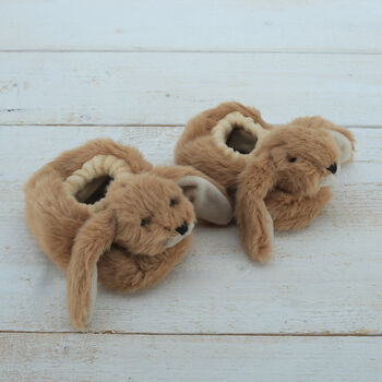 Brown Bunny Baby Slippers, Personalised, 4 of 7