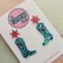 Glitter Cowboy Boot Earrings / Festival Fashion Dangles / Country Western Statement Jewellery / Line Dancing Earrings, thumbnail 7 of 12