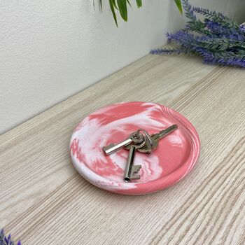 Pink Marbled Round Trinket Tray Dish, 3 of 6
