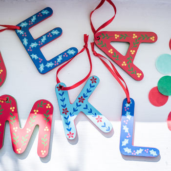 Retro Folksy Painted Wooden Letter Decorations, 3 of 3