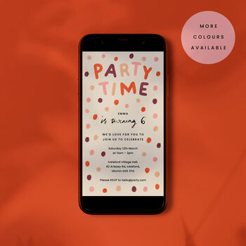 Digital Download Birthday Party Invite With Polka Dots, 3 of 5