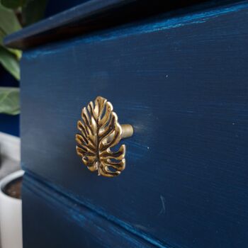 Metal Gold Cheese Plant Monstera Knob Cupboard Drawer, 5 of 5