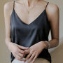 Black Grey Silk Satin Cami Top, thumbnail 3 of 5