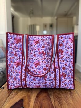 Tote Bag, Beach Bag, Block Print Indian Handbag, Holiday Bag, 10 of 12