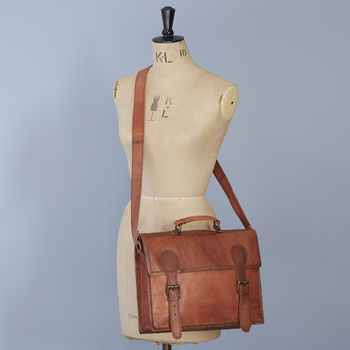 Personalised Leather Satchel Messenger Bag, 8 of 12