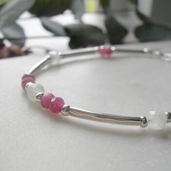 Pink Tourmaline And Moonstone Bracelet, 2 of 5