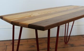 Hairpin Leg Coffee Table Long Ash Oak Walnut Stripe, 11 of 12