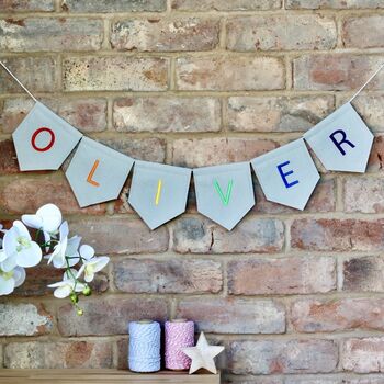 Personalised Name Bunting Embroidered Room Sign, 11 of 12