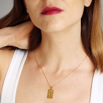 Healing Mantra Tag Necklace 18ct Gold Plated, 5 of 12