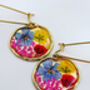 Pressed Flowers Dangling Earrings Small Hand Made, thumbnail 2 of 12