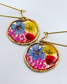 Pressed Flowers Dangling Earrings Small Hand Made, 2 of 12