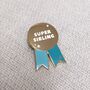 Super Sibling Medal Enamel Pin Badge, thumbnail 3 of 5