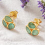 Garnet Triple Teardrop Gold Plated Silver Stud Earrings, thumbnail 10 of 12