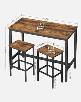 Brown Breakfast Table Set With Bar Chairs For Kitchen, 5 of 6