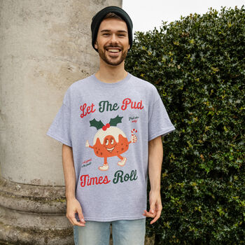 Let The Pud Times Roll Men's Christmas T Shirt, 2 of 4
