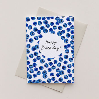 Watercolour Blueberry Happy Birthday Card, 2 of 2